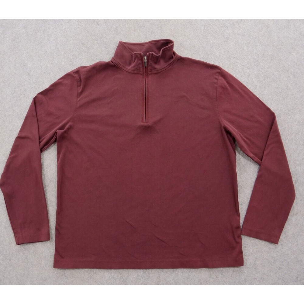 Banana Republic Sweater Mens Large Red Burgundy 1/4 Zip Mock Neck Long Sleeve